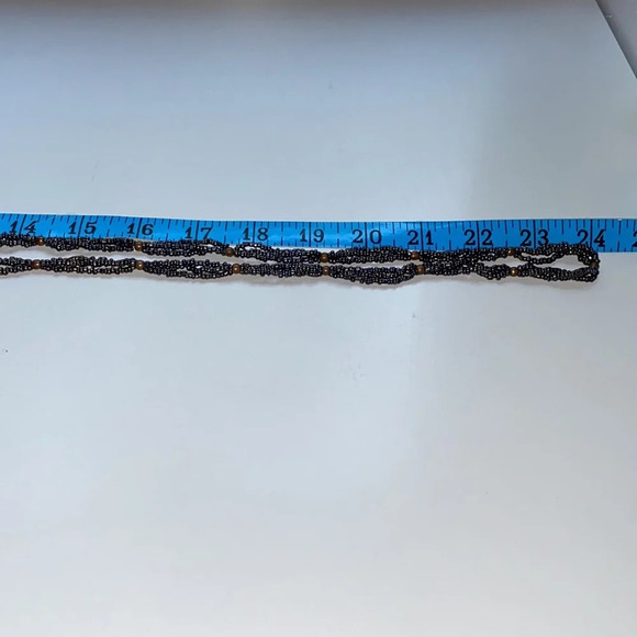 Seed Bead Druzy Triple Strand 24 Inch Necklace Metallic Natural Stone‎ Layered - Picture 5 of 9